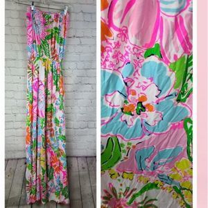 Lilly Pulitzer Women's Nosey Posey Floral Strapless Maxi Dress XS Tube Sundress